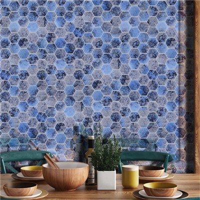 Blue Hexagonal Mosaic Tiles