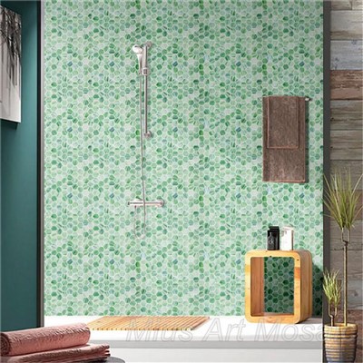 Green Hexagonal Glass Mosaic Tile